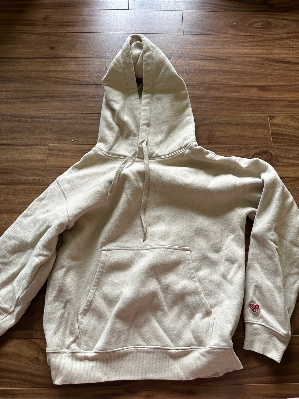 TNA Cream Hoodie with Red & Navy Stripe Trim